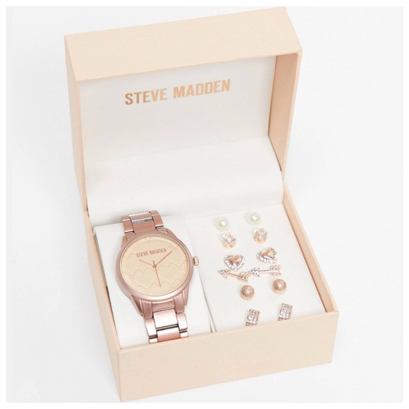 Steve Madden Rose Gold Tone Watch and Earrings Set in Gift Box - Picture 5 of 5